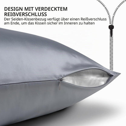 Seidenkissenbezug-Set 2er-Pack, Fliedergrau, 50x66cm