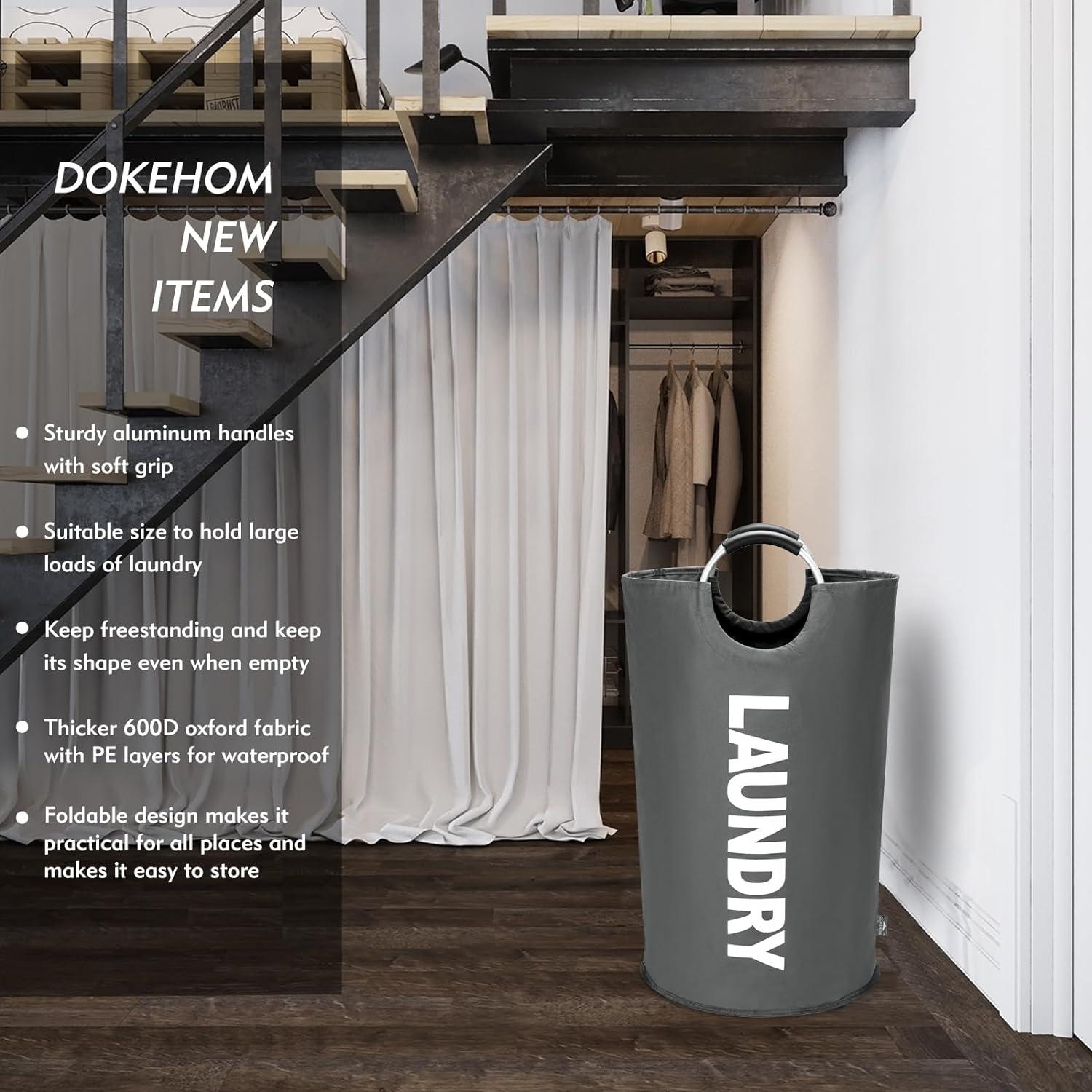 Faltbare Wäschekörbe 90L Dunkelgrau Zusammenklappbar Stand