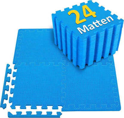 Fitness Puzzlematte Eva rutschfest Bodenschutzmatte 24 Matten Blau