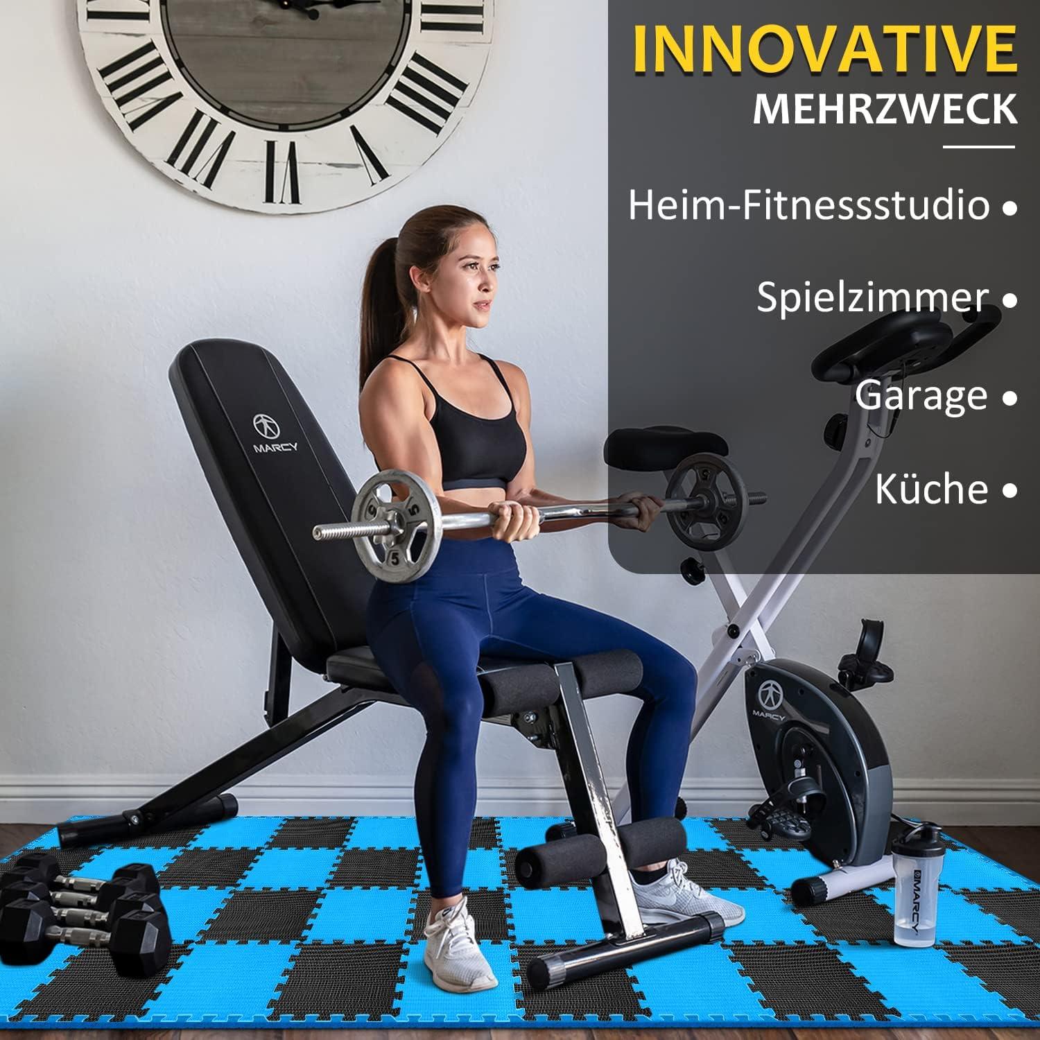 Bodenschutzmatten Fitness Set 24 Puzzle Matte Eva rutschfest 2.22 Qm Blau