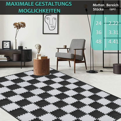 Bodenschutzmatte Fitness Set 3.31 Qm 36 Matten Schwarz Grau