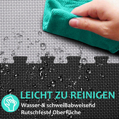 Bodenschutzmatte Fitness Set 36 Puzzle Eva Sportmatte rutschfest Bodenmatte Fitnessraum Outdoor 3.31 Qm 36 Matten Schwarz Grau