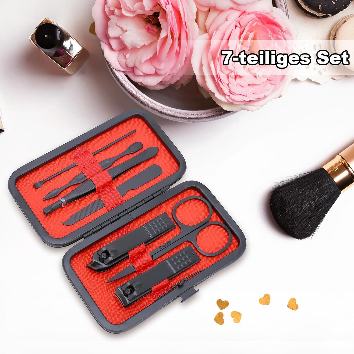 Maniküre Pediküre Set Edelstahl Nagelknipser Nagelhautentferner Schwarz
