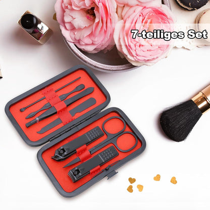 Maniküre Pediküre Set Edelstahl Nagelknipser Nagelhautentferner Schwarz