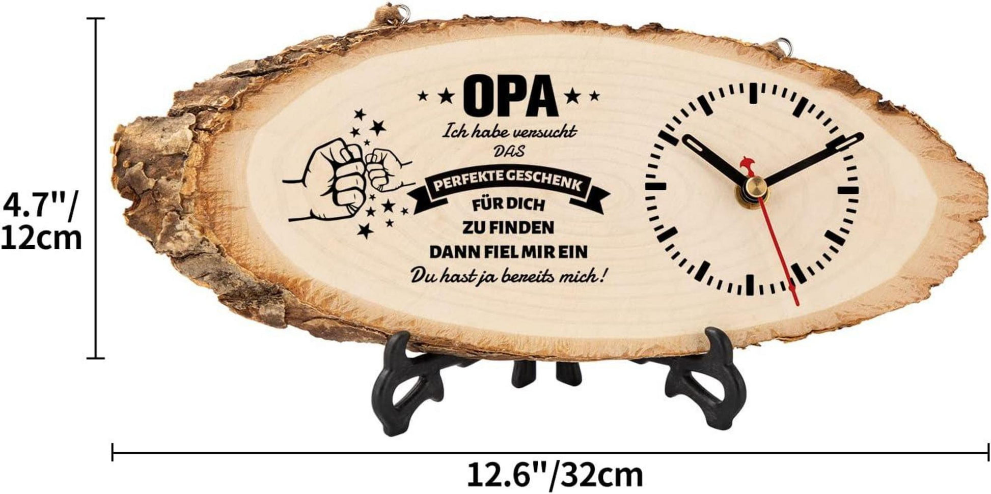 Tulolvae Opa Geschenk Wanduhr Holz 32x12cm für Bester Opa Geburtstag Weihnachten