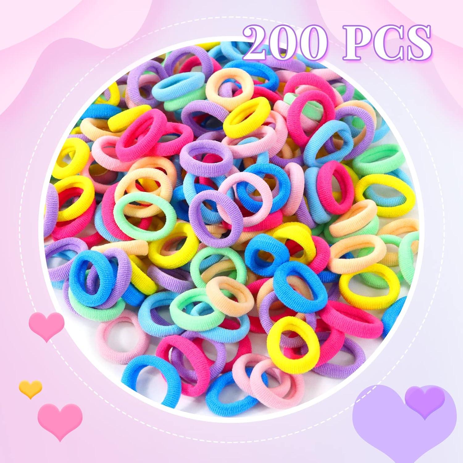 200 Stück Mädchen Haargummis 8 Farben Mini Nahtlose Haarbänder Baby Zopfgummi