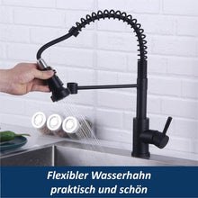 Schwarze Küchenarmatur mit ausziehbarer Brause 360° Drehbar