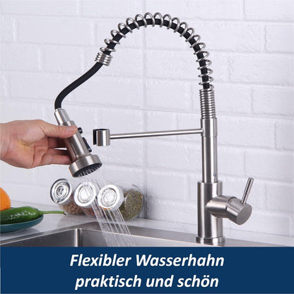 Küchenarmatur mit Brause Ausziehbar Edelstahl 304 - 3 Modi
