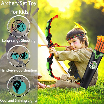Pfeil und Bogen Set für Kinder mit Leuchten und Zielscheibe