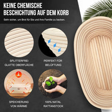 Walfos Gärkorb Oval Brotbacken Set 25cm Rattan mit Zubehör
