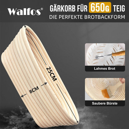 Gärkorb BannetonSet 25cm Oval Rattan inkl. Zubehör und Leinenbezug