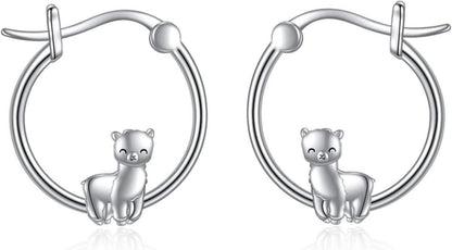 Lama Hoop Ohrringe 925 Sterling Silber Faultier Schmuck