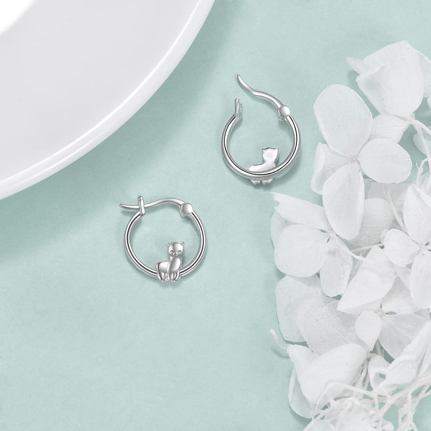 Lama Hoop Ohrringe 925 Sterling Silber Faultier Schmuck