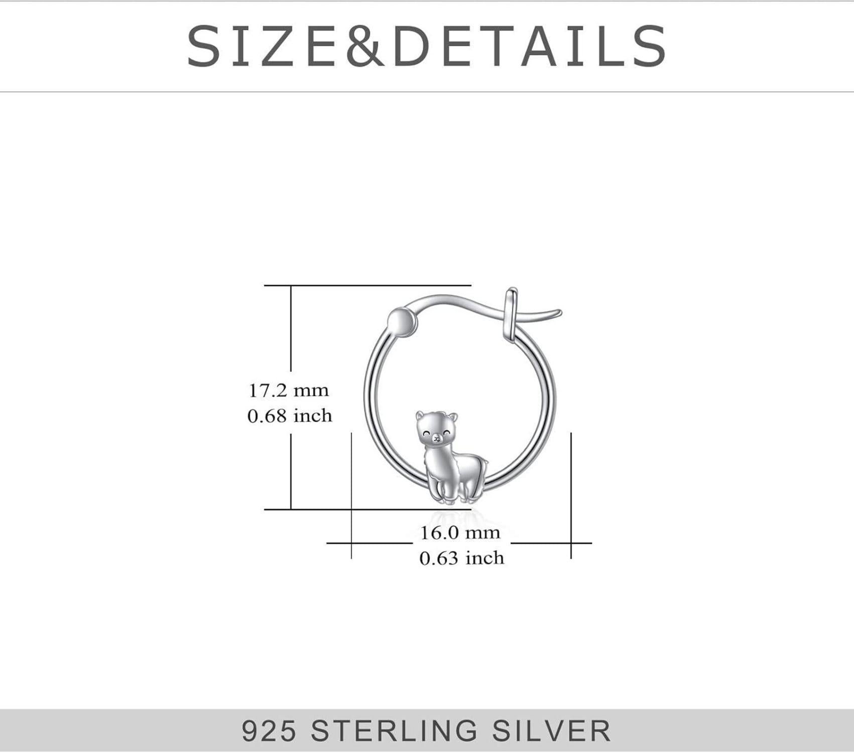 Lama Hoop Ohrringe 925 Sterling Silber Faultier SchmuckScrollIndicatorFrauen Sister