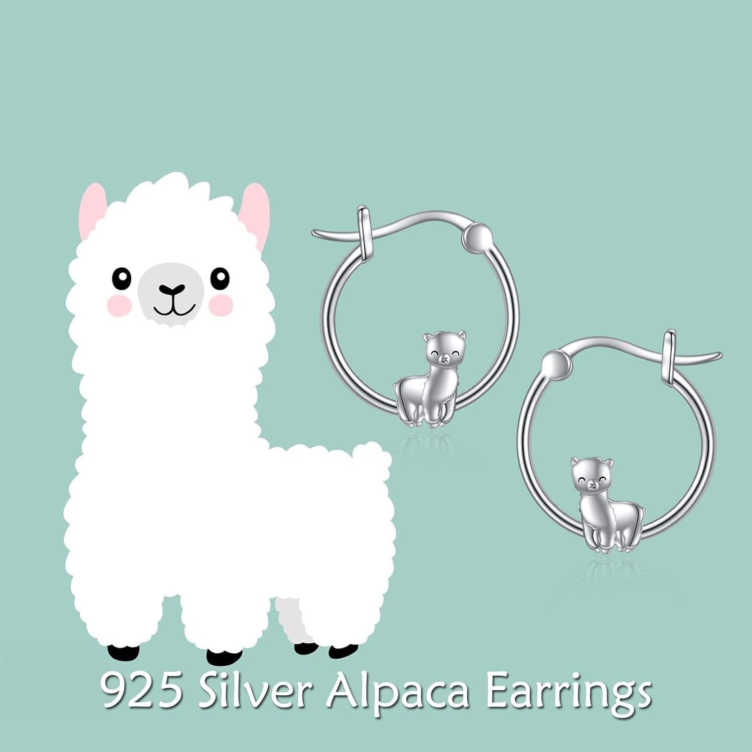 Lama Hoop Ohrringe 925 Sterling Silber Geschenk für Frauen