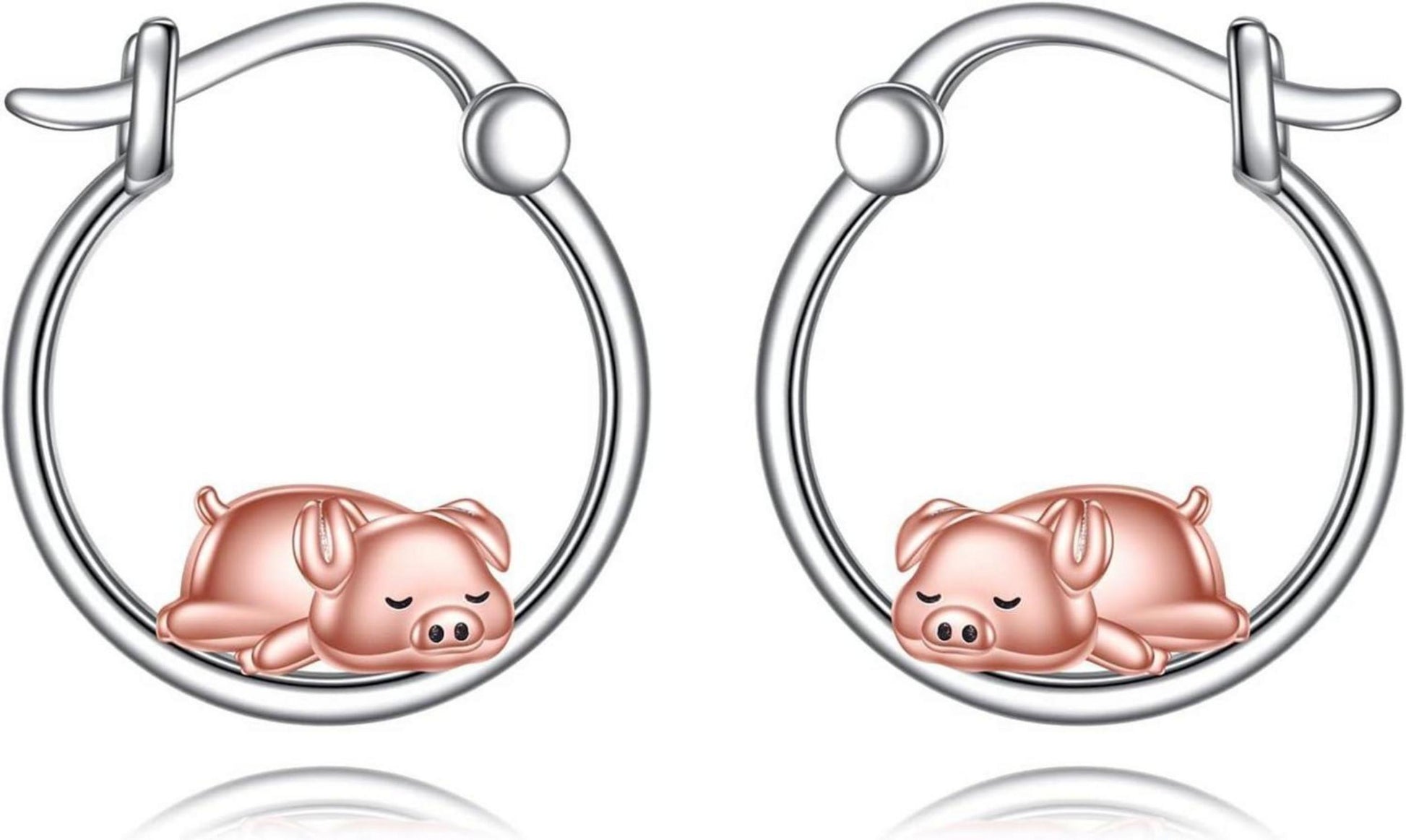 Pig Hoop Earrings 925 Sterling Silber Damen Dino Schmuck