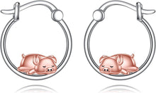 Pig Hoop Earrings 925 Sterling Silber Damen Dino Schmuck