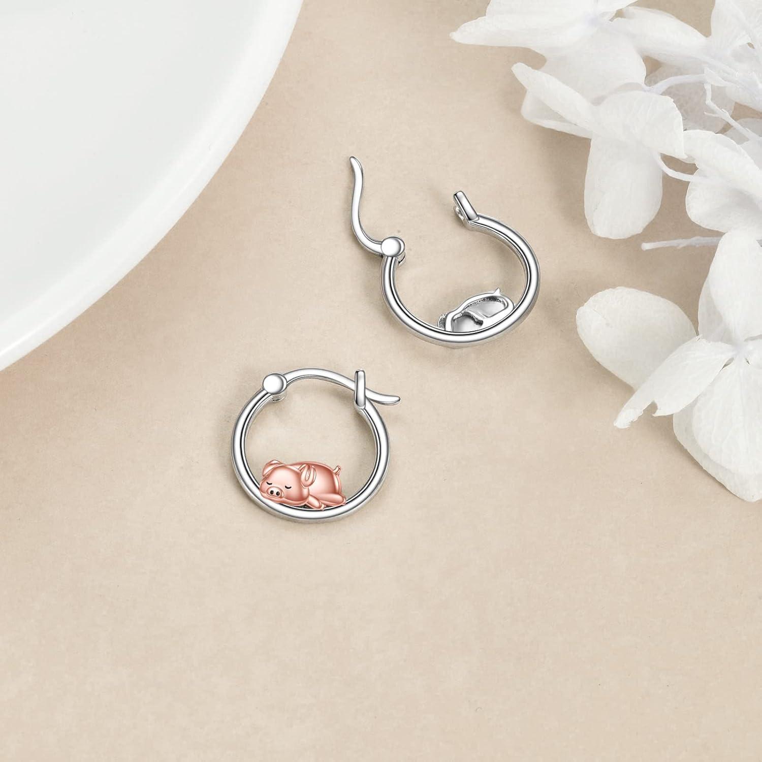 Pig Hoop Earrings 925 Sterling Silber Damen Dino Schmuck