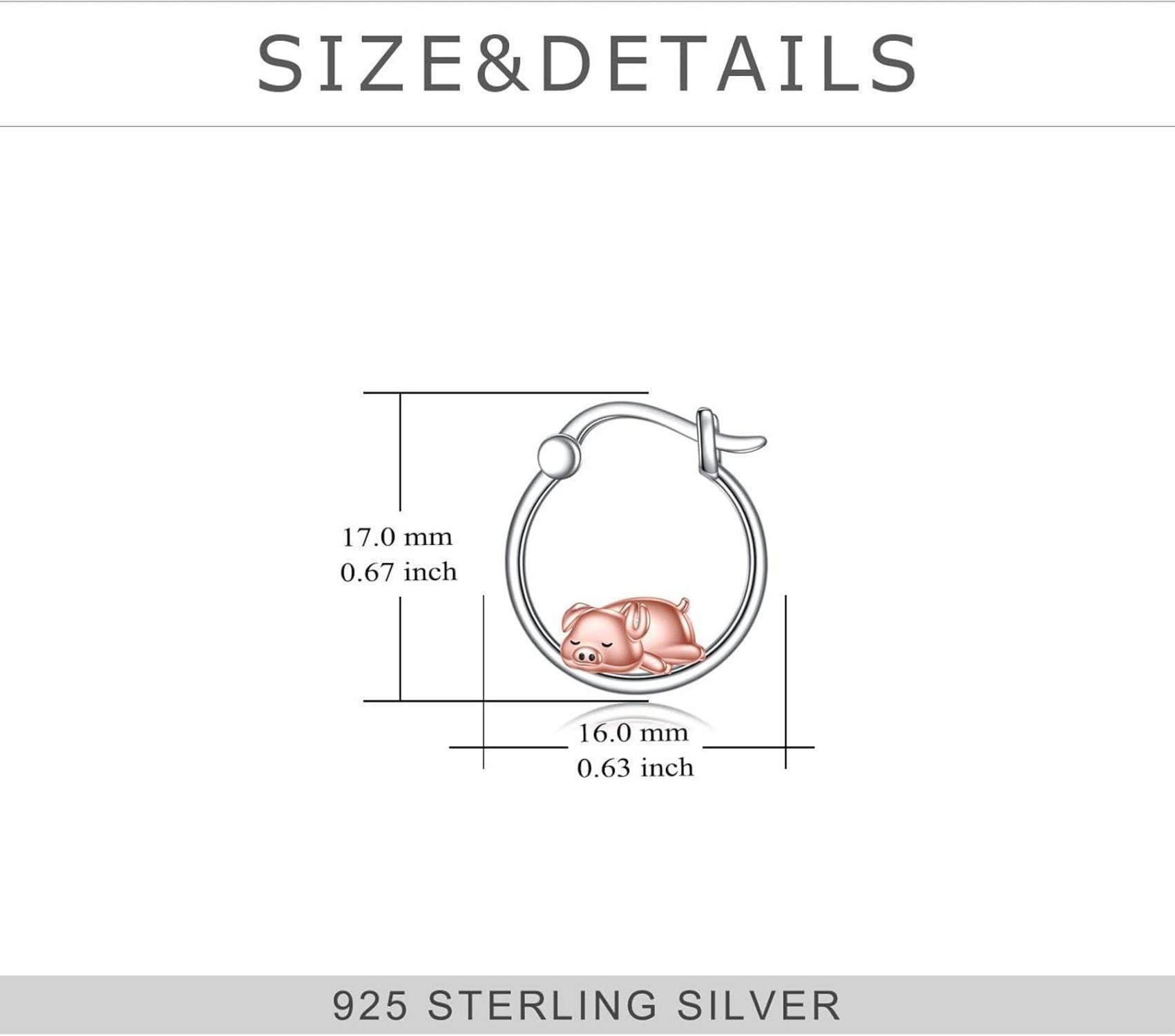 Pig Hoop Ohrringe 925er Sterling Silber Dinosaurier Schmuck