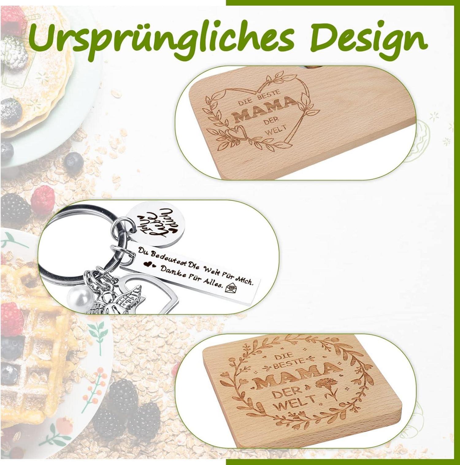 Hzdyopk Mutter Frühstücksbrettchen Geschenkset Holzuntersetzer