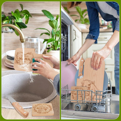Hzdyopk Mutter Frühstücksbrettchen Geschenkset Holzuntersetzer
