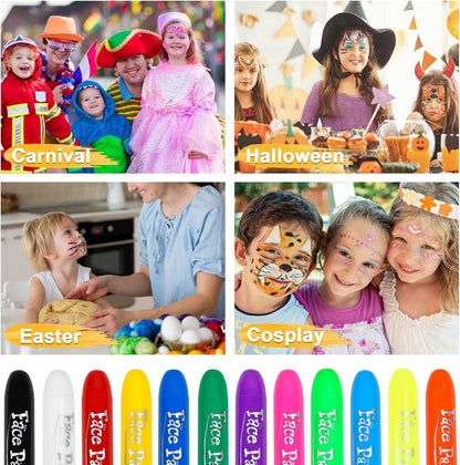 Kinderschminke Stifte Set 12 Farben Gesichts- und Körperfarben Halloween