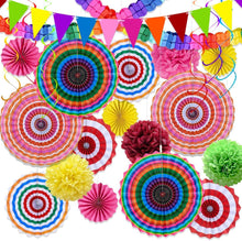 Party Deko Set mit Girlanden, Pompons, Regenbogen & Fiesta Dekoration