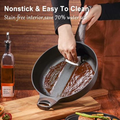 30cm Tiefe Bratpfanne mit Deckel, 4.7L Sautepfanne, Antihaft