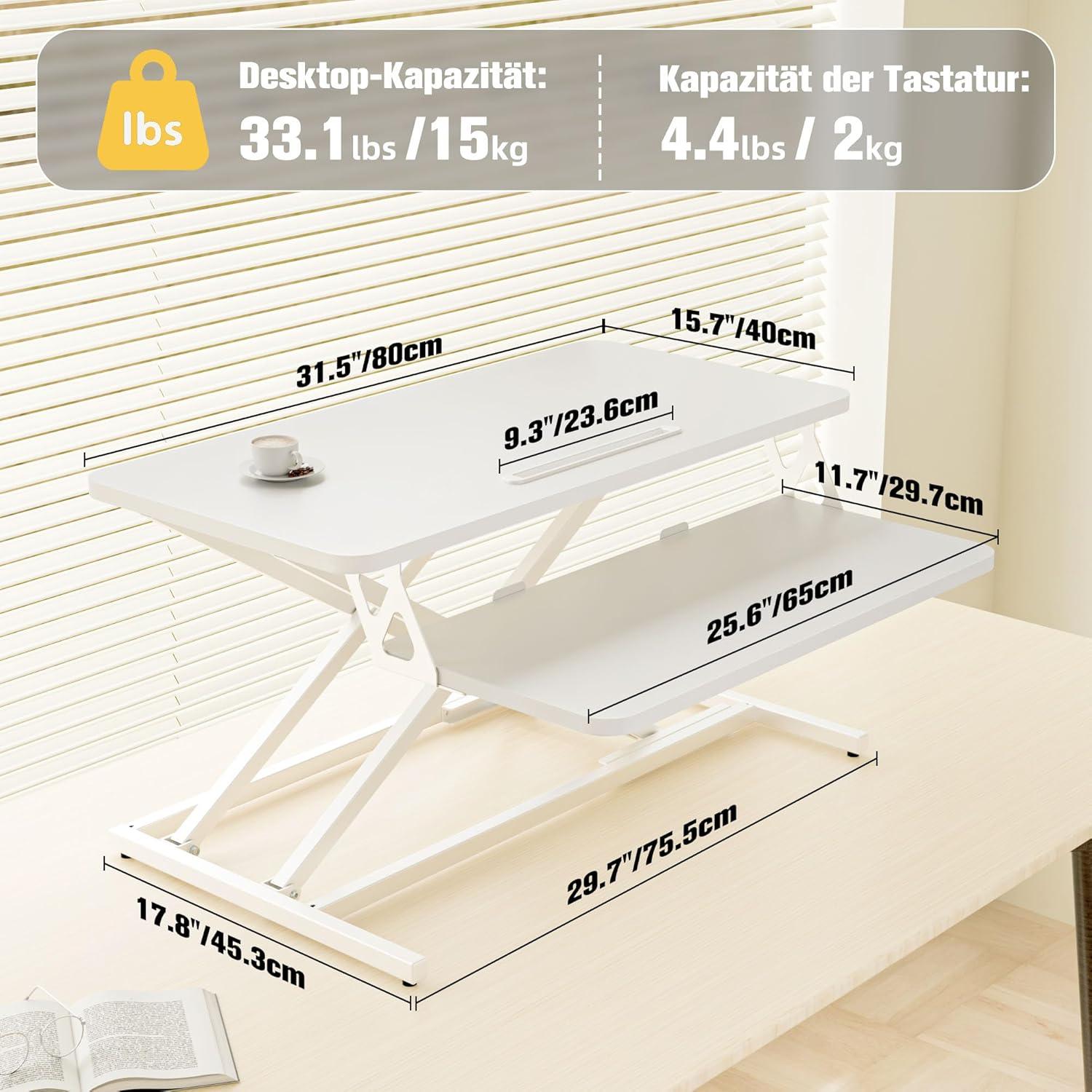 Höhenverstellbarer Schreibtischaufsatz Stehpult für Zwei Monitore