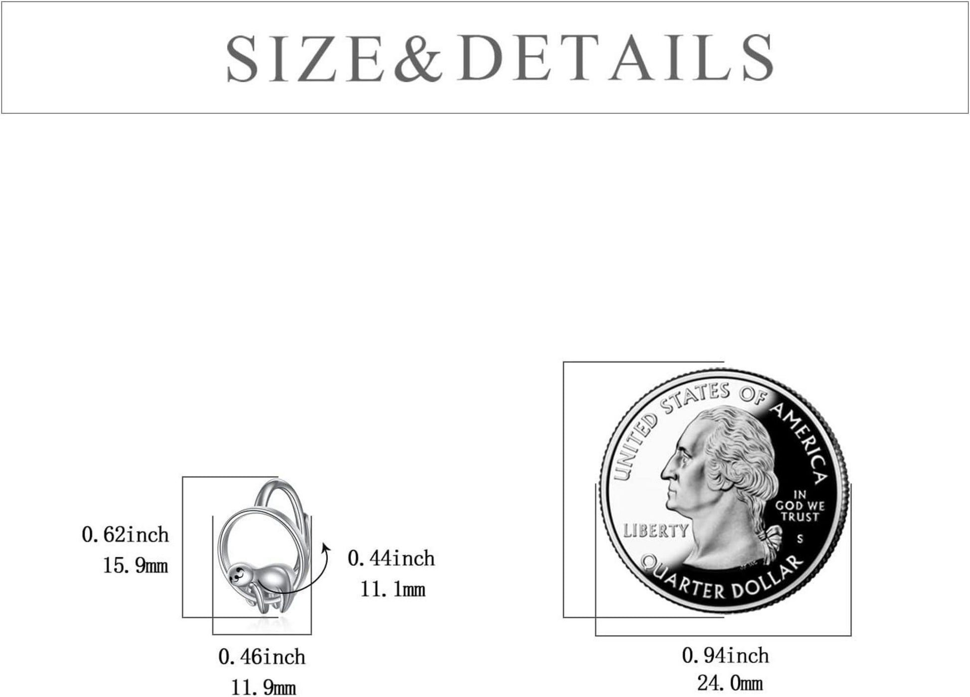 925 Sterling Silber Faultier Leverback Ohrringe für Frauen Mädchen-Geschenke
