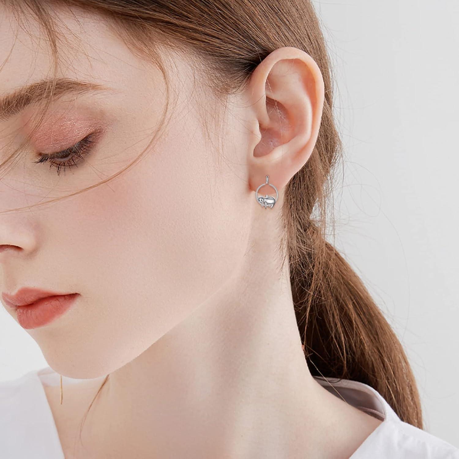 Faultier Ohrringe 925 Silber für Frauen Mädchen Schmuck-Geschenke