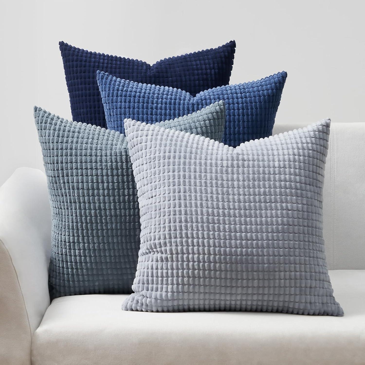 Kissenbezug Blau Cord Farbverlauf 4er Set 50x50cm