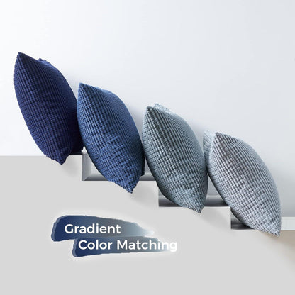 Kissenbezug Blau Cord Farbverlauf 4er Set 50x50cm