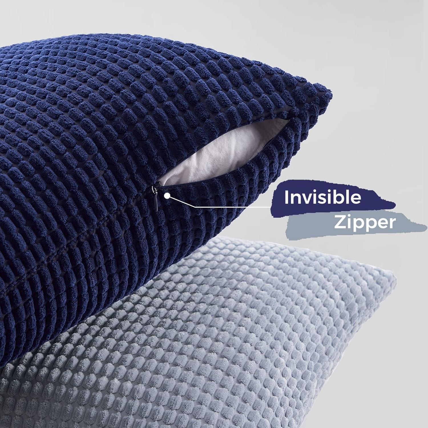 Topfinel Kissenbezug 50x50 Blau 4er Set Cord Körnig Farbverlauf Sofa Schlafzimmer