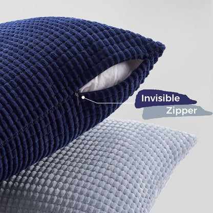 Topfinel Kissenbezug 50x50 Blau 4er Set Cord Körnig Farbverlauf Sofa Schlafzimmer