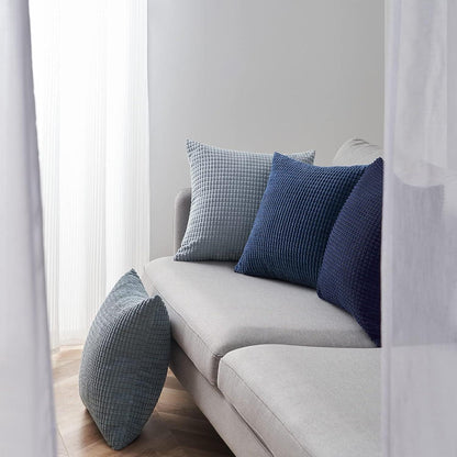 Kissenbezug 50x50 Blau Cord Körnig 4er Set Farbverlauf Deko Sofa