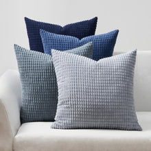 Kissenbezug 40x40 Blau 4er Set Cord Farbverlauf Kissenhüllen