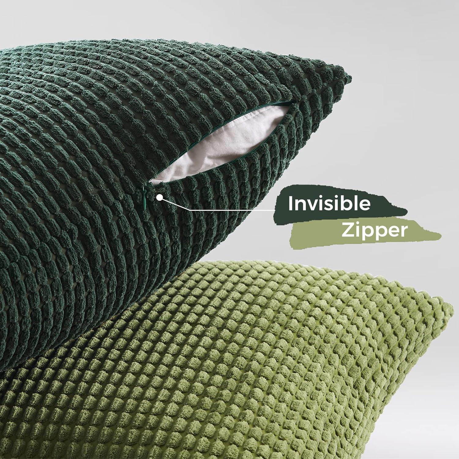 Kissenbezug 45x45 Grün 4er Set Cord Körnig Farbverlauf Deko Sofa