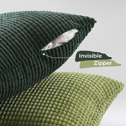 Kissenbezug 45x45 Grün 4er Set Cord Körnig Farbverlauf Deko Sofa