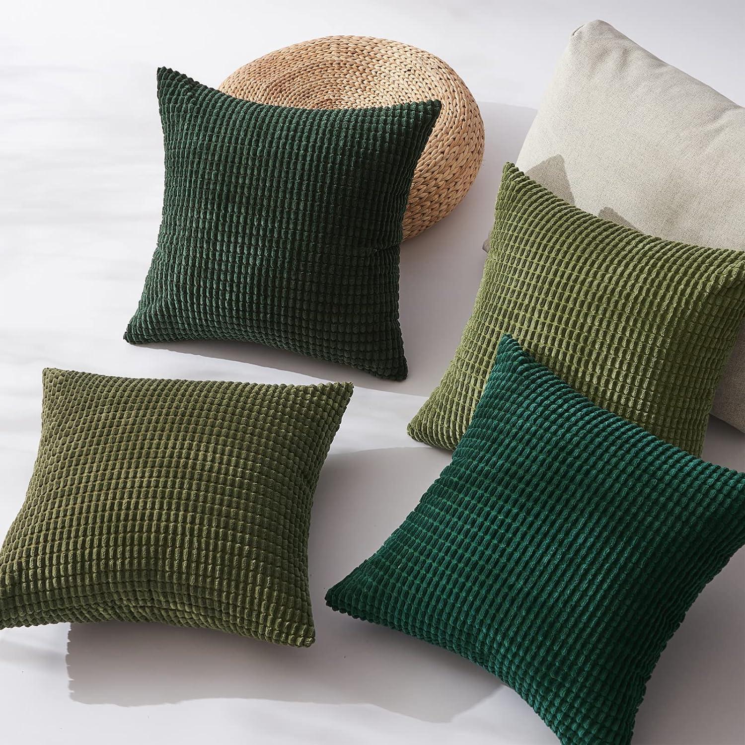 Kissenbezüge Set Kordsamt Grün 45x45cm Farbverlauf 4er Sofakissen