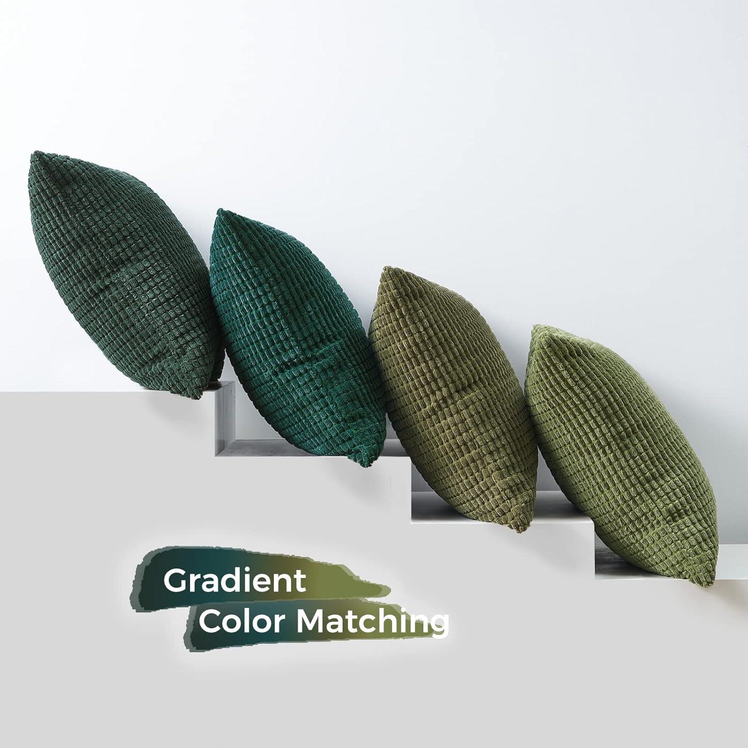 Kissenbezug 45x45 Grün 4er Set Cord Farbverlauf Dekokissenbezug Sofa