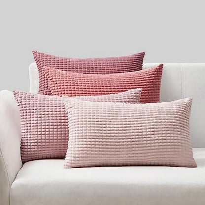 Kissenbezug 4er Set Rosa Cord Körnig 30x50 cm Farbverlauf