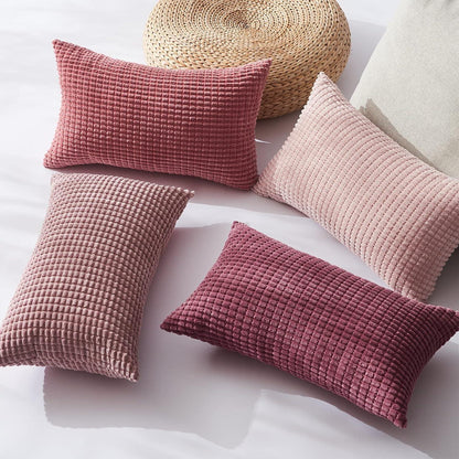 Kissenbezug 4er Set Rosa Cord Körnig 30x50 cm Farbverlauf