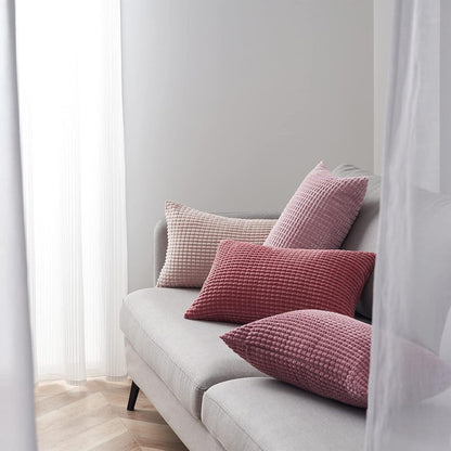 Kissenbezug 30x50 cm Rosa 4er Set Cord körnig Dekokissenbezüge Sofa Wohnzimmer Kinder