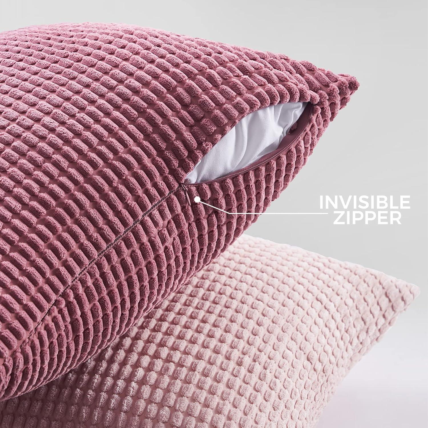 Kissenbezug 30x50 cm Rosa 4er Set Cord Körnig Dekokissen Sofa