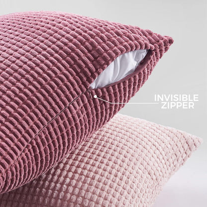 Kissenbezug 30x50 cm Rosa 4er Set Cord Körnig Dekokissen Sofa
