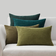 Kissenbezug 4er Set Grün 30x50cm Cord Körnig Deko Sofa Schlafzimmer