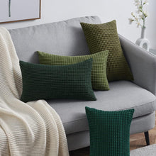 Topfinel Kissenbezug 30x50 cm Grün 4er Set Cord körnig Sofa