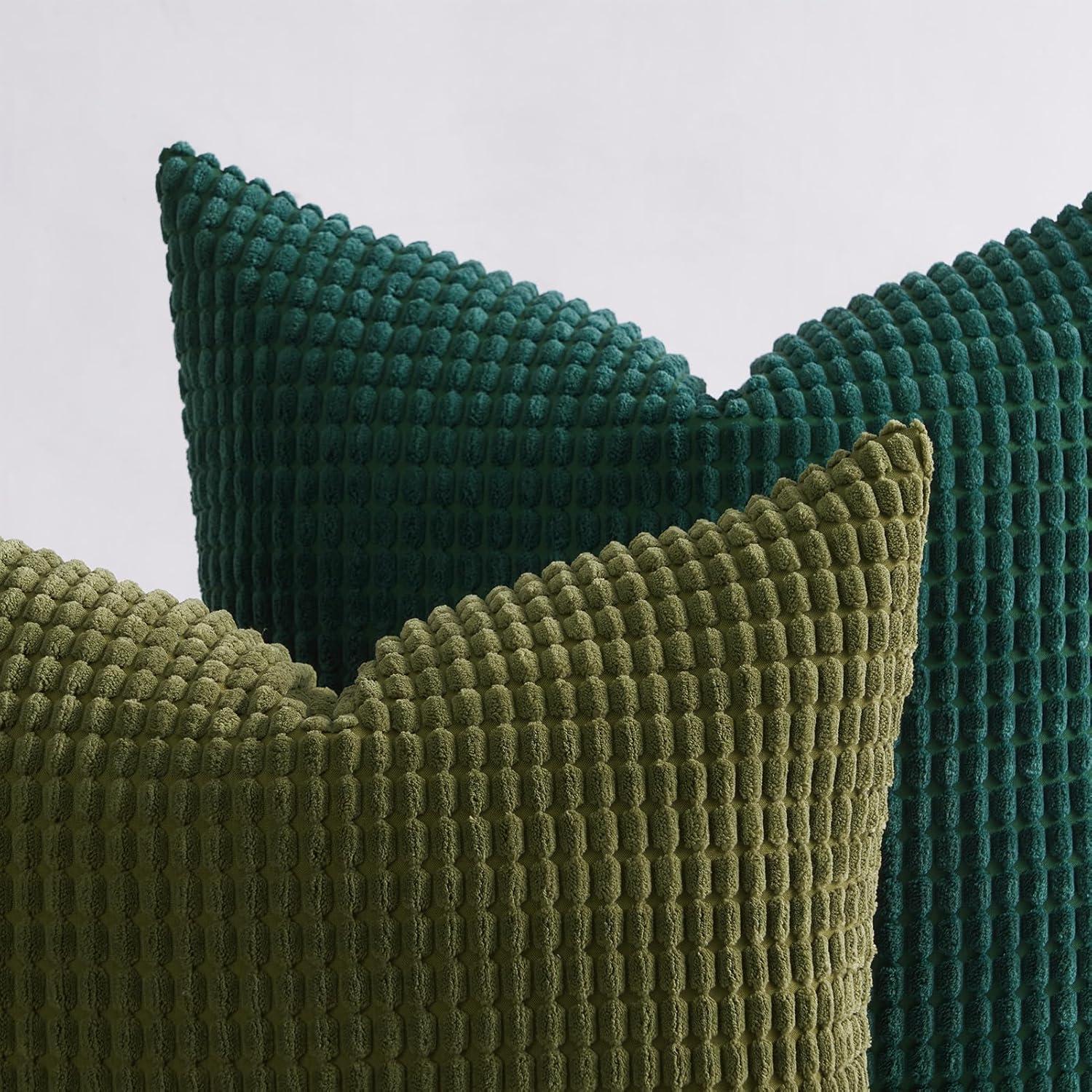 Kissenbezug 30x50 cm Grün 4er Set Cord Körnig Deko Sofa Schlafzimmer