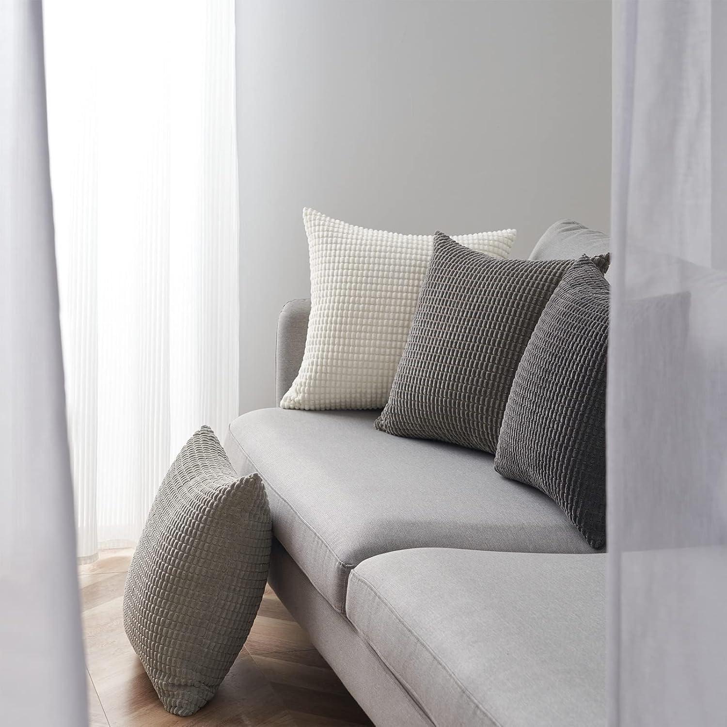 Kissenbezug 50x50 Grau 4er Set Cord körnig Farbverlauf Sofa